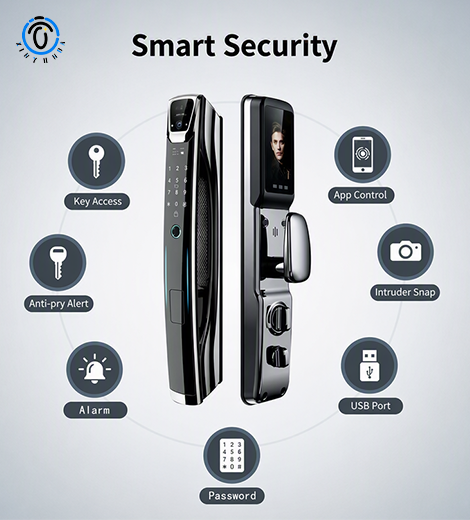 K02 Face Recognition Tuya App Face Recognition Smart Door Lock with Fingerprint