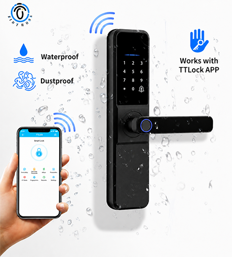 Apartment Fingerprint Keypad Aluminum Electronic Smart Door Lock Supplier Factory