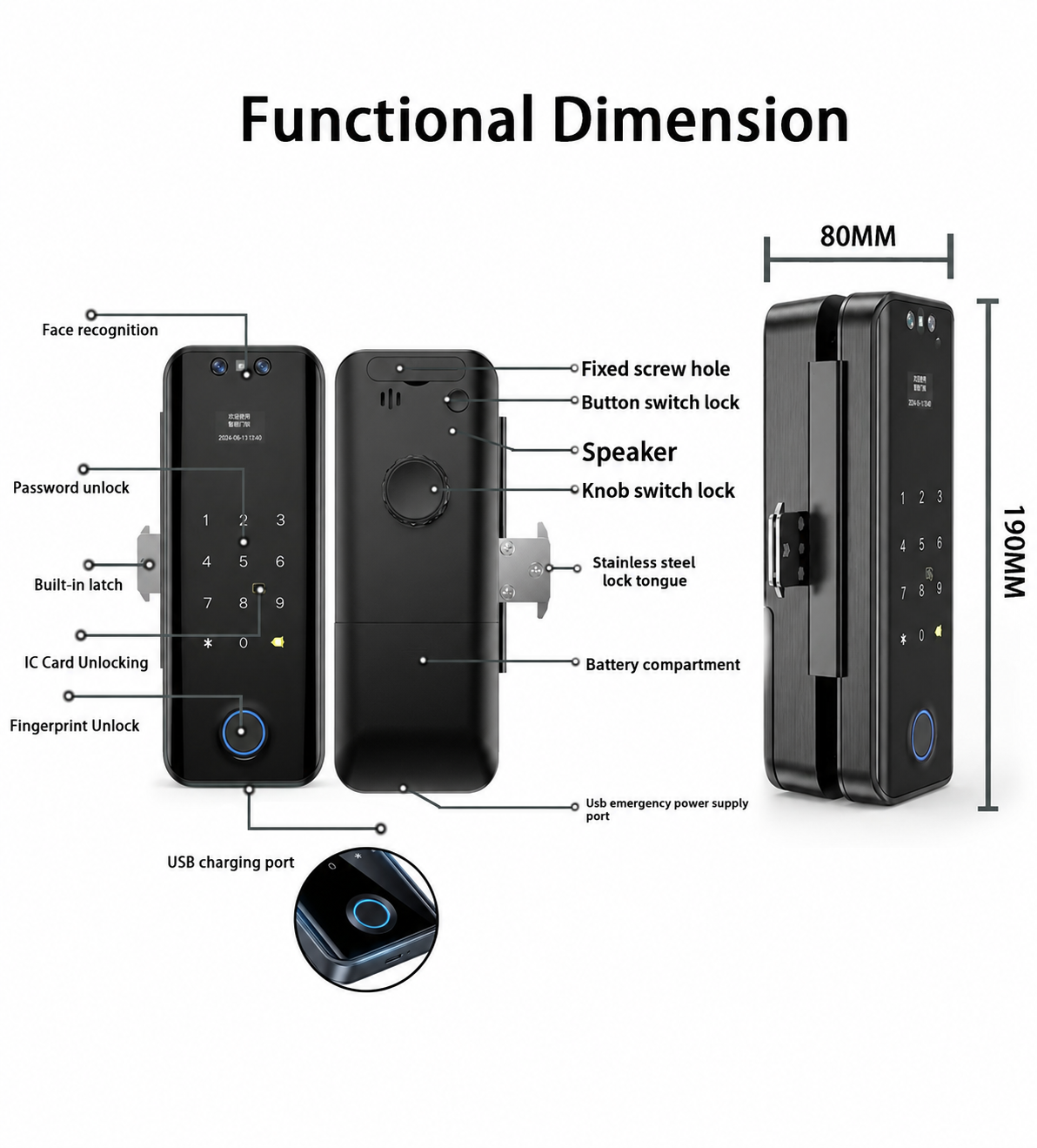 Wholesale Tuya TTLock Glass Door Smart Lock With App Control
