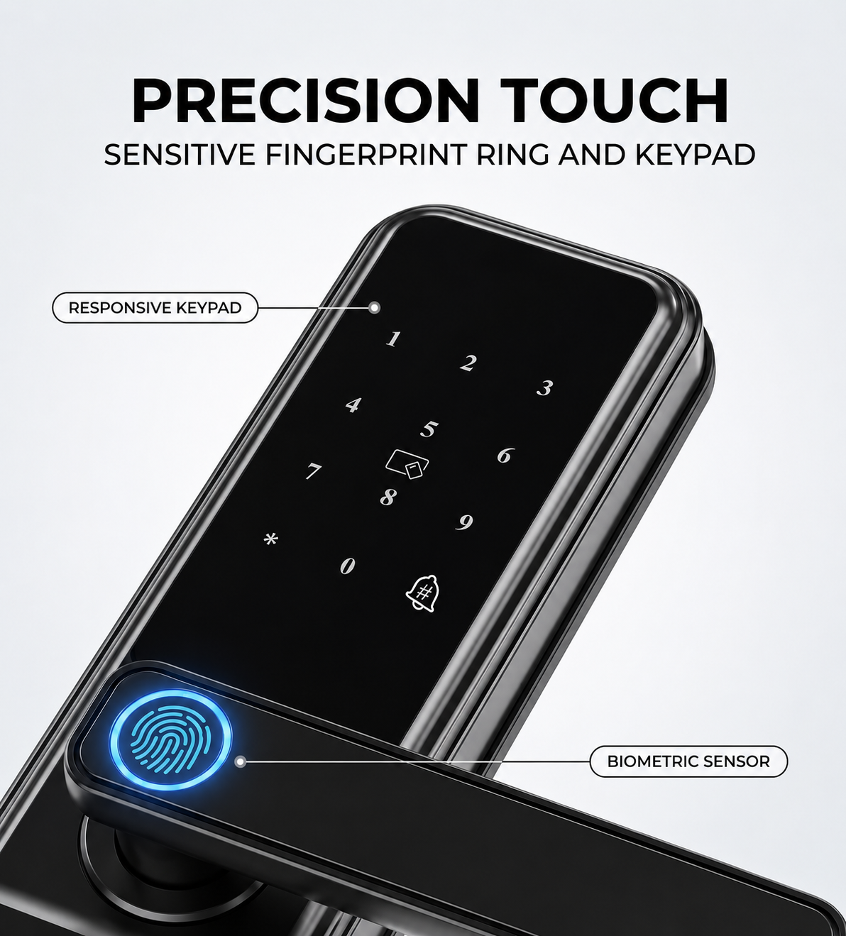 Apartment Fingerprint Keypad Aluminum Electronic Smart Door Lock Supplier Factory