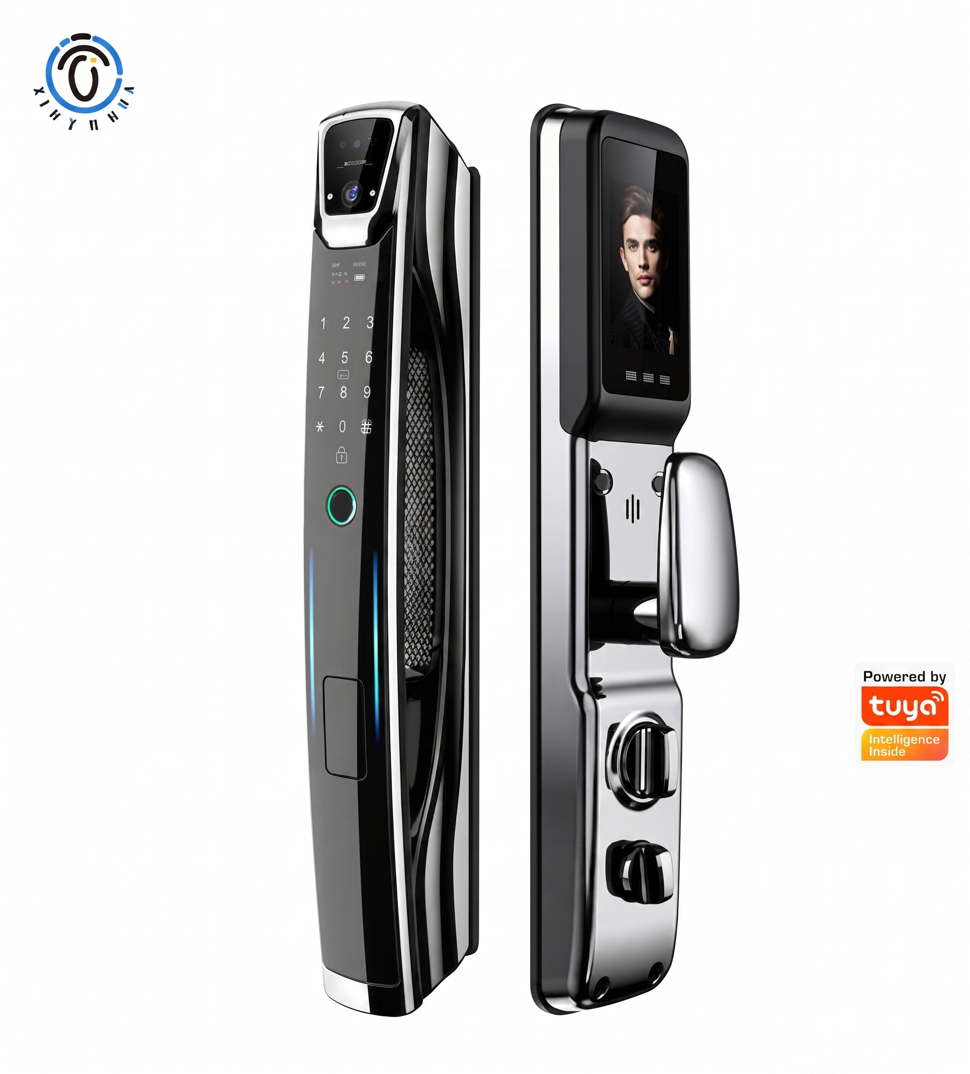 K02 Face Recognition Tuya App Face Recognition Smart Door Lock with Fingerprint