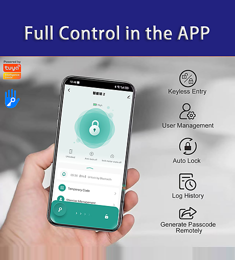 Tuya App Keyless TTLock Smart Door Lock With Fingerprint For Office