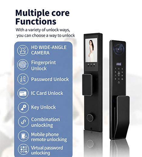 Fingerprint Electronic D Face Recognition TTLock Video Smart Door Lock With Camera