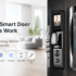 Smart door lock with fingerprint and keypad handle for commercial projects