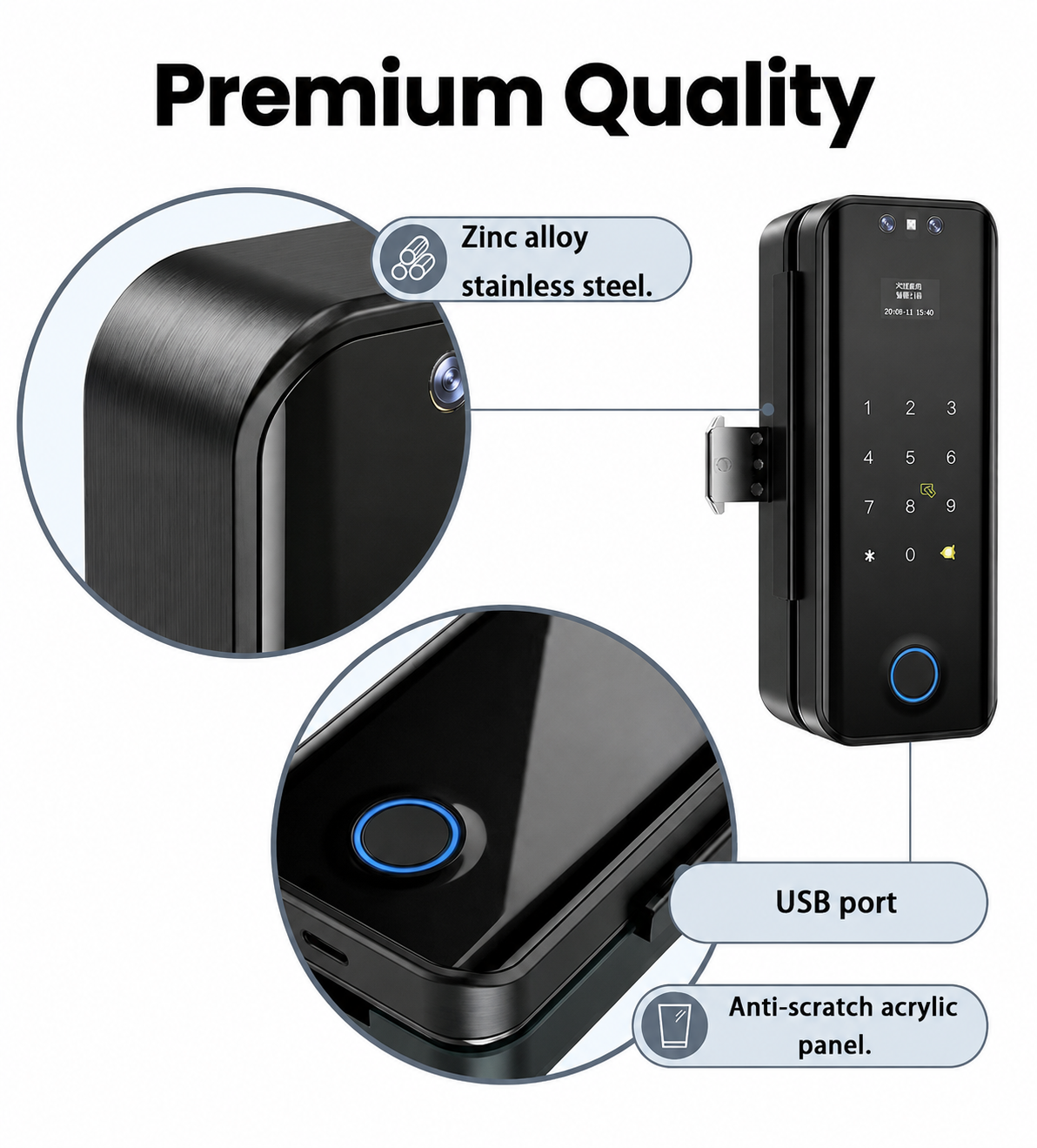Wholesale Tuya TTLock Glass Door Smart Lock With App Control